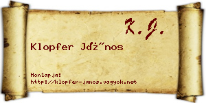Klopfer János névjegykártya
