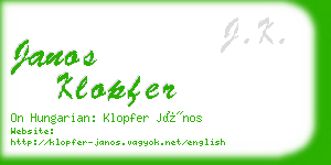 janos klopfer business card